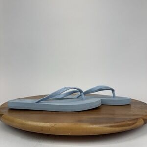 Womens Stuart Weitzman Blue Embossed Slip On Flip Flops Thong Sandals Size 7 B